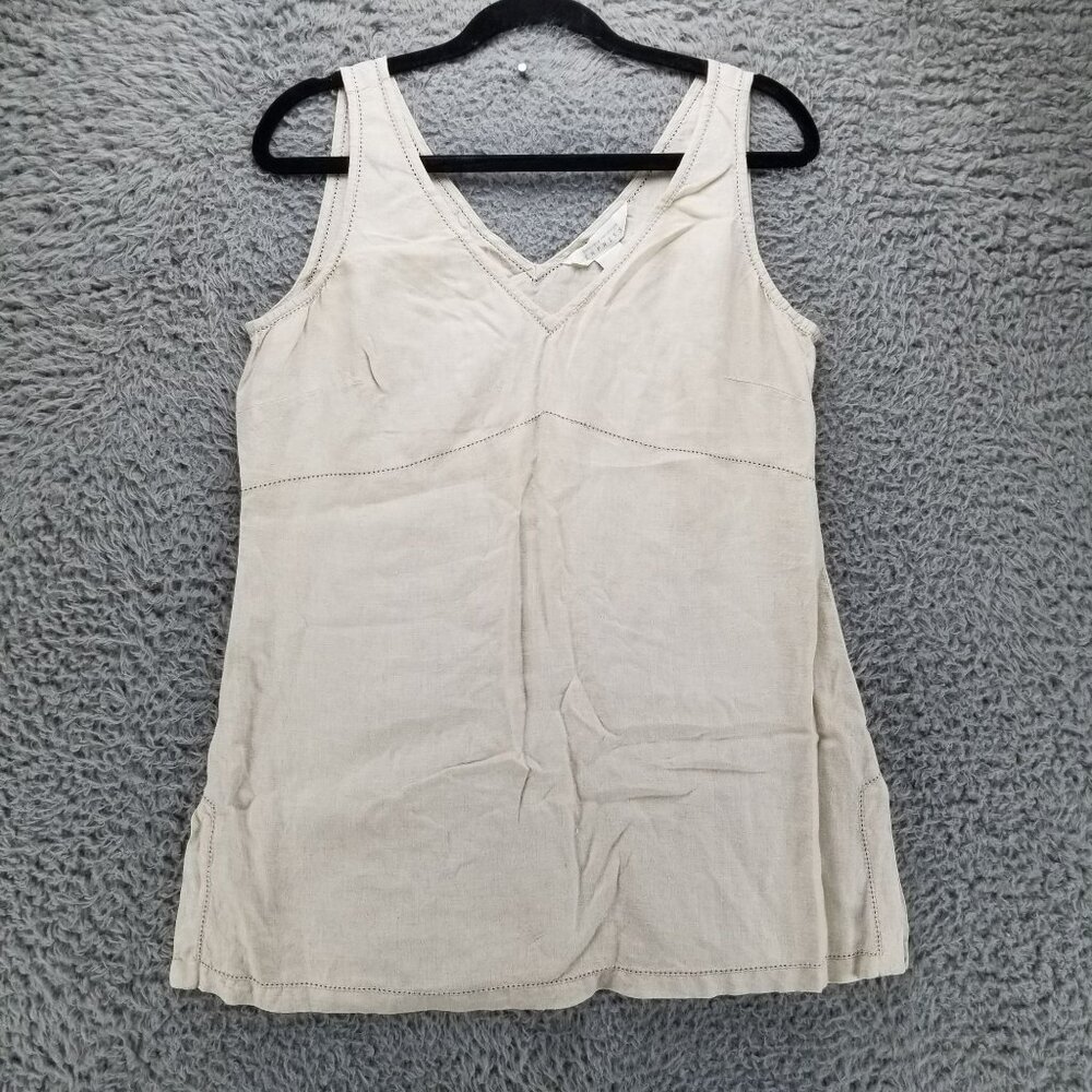 Compagnie Internationale Express Top Womens Large Cream 100% Linen *Read*